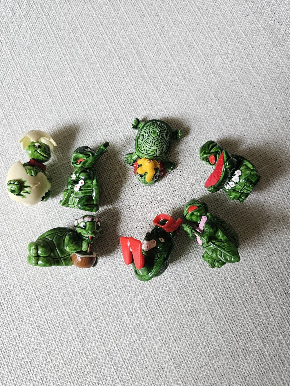 Teeny Terrapins, Kinder Surprise Toys 1990s. Lot of 7.